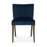 Premier Collection Turin Dark Oak Low Back Uph Chair - Dark Blue Velvet Fabric (Pair)