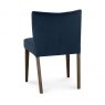 Premier Collection Turin Dark Oak Low Back Upholstered Chair - Dark Blue Velvet Fabric (Pair)