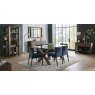 Premier Collection Turin Dark Oak Low Back Uph Chair - Dark Blue Velvet Fabric (Pair)