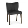 Premier Collection Turin Dark Oak Low Back Upholstered Chair - Gun Metal Velvet Fabric (Pair)