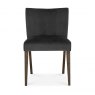 Premier Collection Turin Dark Oak Low Back Upholstered Chair - Gun Metal Velvet Fabric (Pair)