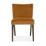 Premier Collection Turin Dark Oak Low Back Upholstered Chair - Harvest Pumpkin Velvet Fabric (Pair)