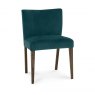 Premier Collection Turin Dark Oak Low Back Uph Chair - Sea Green Velvet Fabric (Pair)