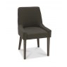 Premier Collection Ella Dark Oak Scoop Back Chair - Black Gold Fabric  (Pair)