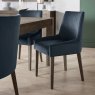 Premier Collection Ella Dark Oak Scoop Back Chair - Dark Blue Velvet Fabric  (Pair)