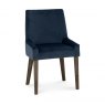 Premier Collection Ella Dark Oak Scoop Back Chair - Dark Blue Velvet Fabric  (Pair)