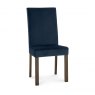 Premier Collection Parker Dark Oak Square Back Chair - Dark Blue Velvet Fabric  (Pair)