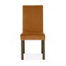Premier Collection Parker Dark Oak Square Back Chair - Harvest Pumpkin Velvet Fabric  (Pair)