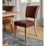 Signature Collection Belgrave Rustic Oak Uph Chair -  Rustic Tan Faux Leather  (Pair)