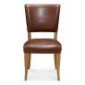 Signature Collection Belgrave Rustic Oak Upholstered Chair -  Rustic Tan Faux Leather  (Pair)
