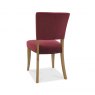 Signature Collection Rustic Oak Upholstered Chair -  Crimson Velvet Fabric  (Pair)