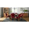 Signature Collection Rustic Oak Upholstered Chair -  Crimson Velvet Fabric  (Pair)