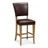 Signature Collection Belgrave Rustic Oak Bar Stool - Espresso Faux Leather (Pair)