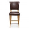 Signature Collection Belgrave Rustic Oak Bar Stool - Espresso Faux Leather (Pair)