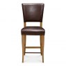 Signature Collection Belgrave Rustic Oak Bar Stool - Espresso Faux Leather (Pair)