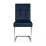 Signature Collection Tivoli Dark Oak Upholstered Cantilever Chair - Dark Blue Velvet Fabric (Pair)