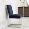 Signature Collection Tivoli Dark Oak Upholstered Cantilever Chair - Dark Blue Velvet Fabric (Pair)