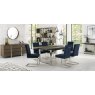 Signature Collection Tivoli Dark Oak Upholstered Cantilever Chair - Dark Blue Velvet Fabric (Pair)