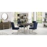 Signature Collection Tivoli Dark Oak Upholstered Cantilever Chair - Dark Blue Velvet Fabric (Pair)