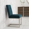 Signature Collection Tivoli Dark Oak Upholstered Cantilever Chair - Sea Green Velvet Fabric (Pair)