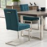 Signature Collection Tivoli Dark Oak Upholstered Cantilever Chair - Sea Green Velvet Fabric (Pair)