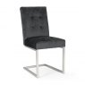 Signature Collection Tivoli Dark Oak Upholstered Cantilever Chair - Gun Metal Velvet Fabric (Pair)