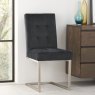 Signature Collection Tivoli Dark Oak Upholstered Cantilever Chair - Gun Metal Velvet Fabric (Pair)