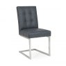 Signature Collection Tivoli Dark Oak Upholstered Cantilever Chair - Mottled Black Faux Leather (Pair)