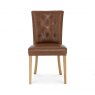 Signature Collection Westbury Rustic Oak Upholstered Chair - Tan Faux Leather (Pair)