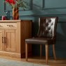 Signature Collection Rustic Oak Upholstered Scoop Chair - Espresso Faux Leather (Pair)