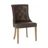 Signature Collection Rustic Oak Upholstered Scoop Chair - Espresso Faux Leather (Pair)