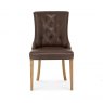 Signature Collection Rustic Oak Upholstered Scoop Chair - Espresso Faux Leather (Pair)