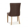 Signature Collection Rustic Oak Upholstered Scoop Chair - Espresso Faux Leather (Pair)