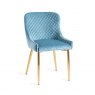 Gallery Collection Cezanne - Petrol Blue Velvet Fabric Chair with Gold Legs (Pair)
