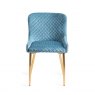 Gallery Collection Cezanne - Petrol Blue Velvet Fabric Chair with Gold Legs (Pair)