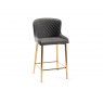 Gallery Collection Cezanne - Dark Grey Faux Leather Bar Stools with Gold Legs (Pair)