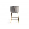 Gallery Collection Cezanne - Grey Velvet Fabric Bar Stools with Matt Gold Plated Legs (Pair)