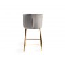 Gallery Collection Cezanne - Grey Velvet Fabric Bar Stools with Gold Legs (Pair)