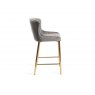 Gallery Collection Cezanne - Grey Velvet Fabric Bar Stools with Matt Gold Plated Legs (Pair)