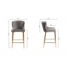 Gallery Collection Cezanne - Grey Velvet Fabric Bar Stools with Matt Gold Plated Legs (Pair)