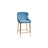 Gallery Collection Cezanne - Petrol Blue Velvet Fabric Bar Stool with Gold Legs (Pair)