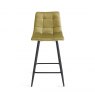 Gallery Collection Mondrian - Mustard Velvet Fabric Bar Stool with Black Legs (Pair)