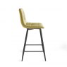 Gallery Collection Mondrian - Mustard Velvet Fabric Bar Stool with Black Legs (Pair)