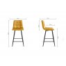 Gallery Collection Mondrian - Mustard Velvet Fabric Bar Stool with Black Legs (Pair)