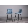 Gallery Collection Mondrian - Petrol Blue Velvet Fabric Bar Stool with Black Legs (Pair)