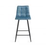 Gallery Collection Mondrian - Petrol Blue Velvet Fabric Bar Stool with Black Legs (Pair)