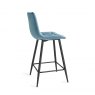 Gallery Collection Mondrian - Petrol Blue Velvet Fabric Bar Stool with Black Legs (Pair)