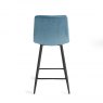 Gallery Collection Mondrian - Petrol Blue Velvet Fabric Bar Stool with Black Legs (Pair)