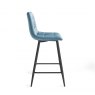 Gallery Collection Mondrian - Petrol Blue Velvet Fabric Bar Stool with Black Legs (Pair)