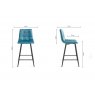 Gallery Collection Mondrian - Petrol Blue Velvet Fabric Bar Stool with Black Legs (Pair)
